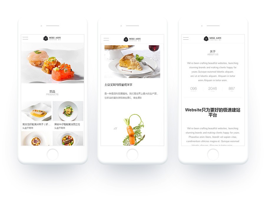 餐饮 食品企业网站建设产品